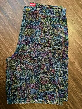 Supreme hand style double knee shorts 36